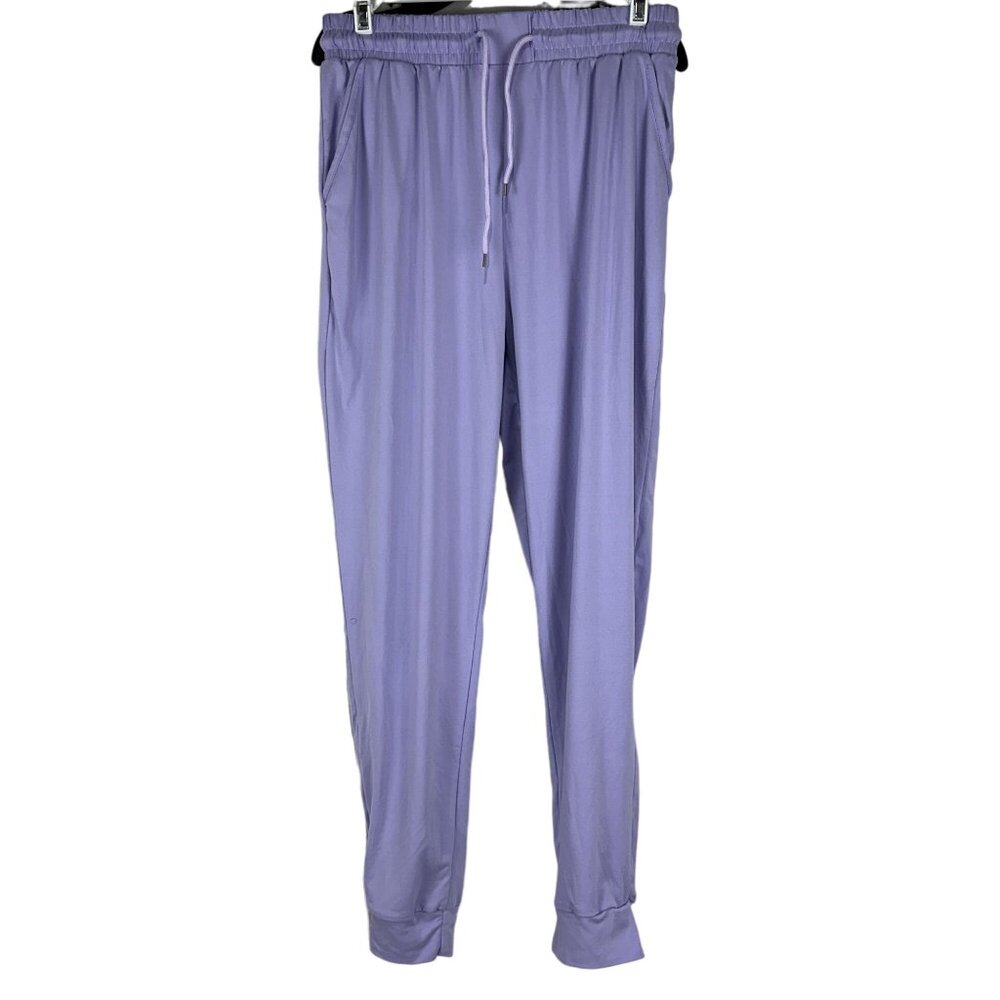 Flowy Lavender Jogger Pants Size M Drawstring Waist Stretch Polyester Spandex
